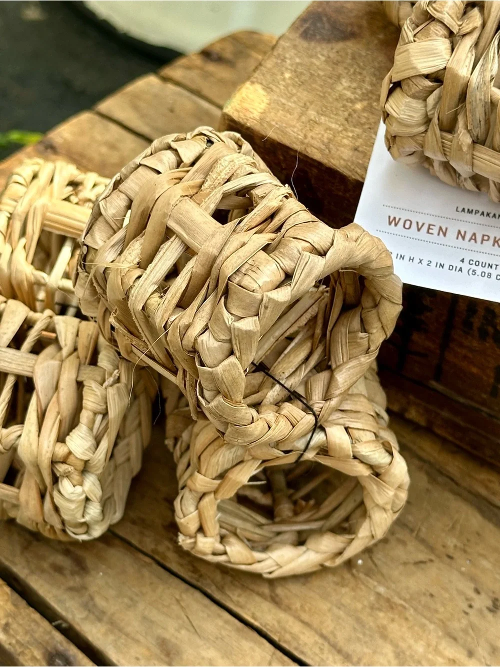 Hearth & Hand Magnolia Woven Rattan Napkin Rings Set of 8 NWT